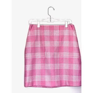 BODEN HERITAGE BRITISH TWEED WOOL PINK & IVORY PLAID LINED SKIRT SZ 4 US / 8 UK